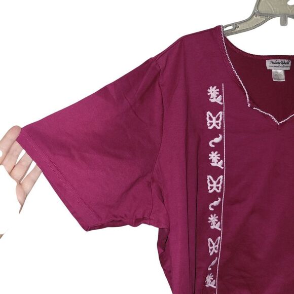 Anthony Richards Pink And White Embroidered Blouse Size 3x - Picture 3 of 4